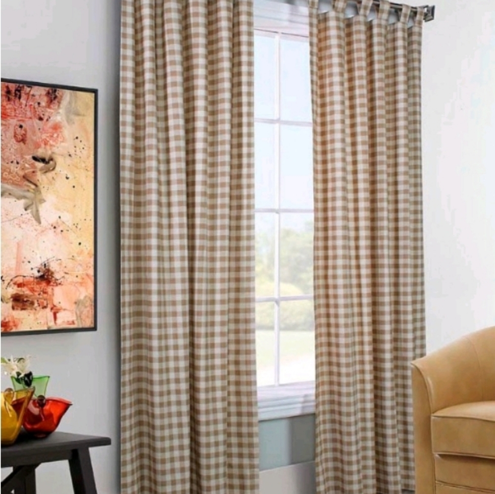 Check Tab-Top Double-Wide Curtain Pair 84"L x 160"W
